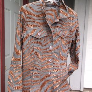 Monaco Blue Denim Velvet strips  Jacket